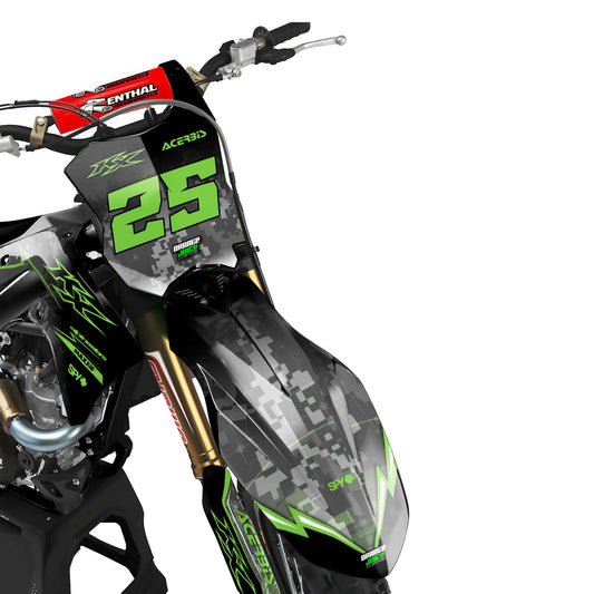 Kawasaki Glitch graphics kit - Green - front