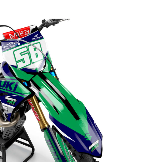 Suzuki Burnt graphics kit - Green - front