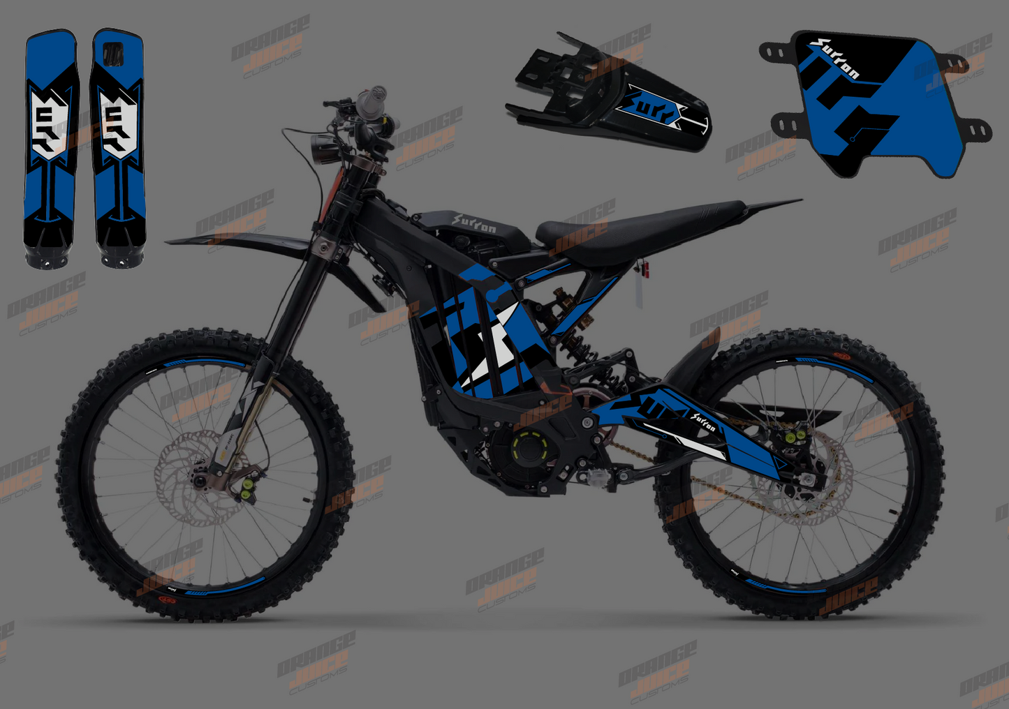 Extended Sur Ron OEM Graphics kit (Anodised Blue) – Orange Juice