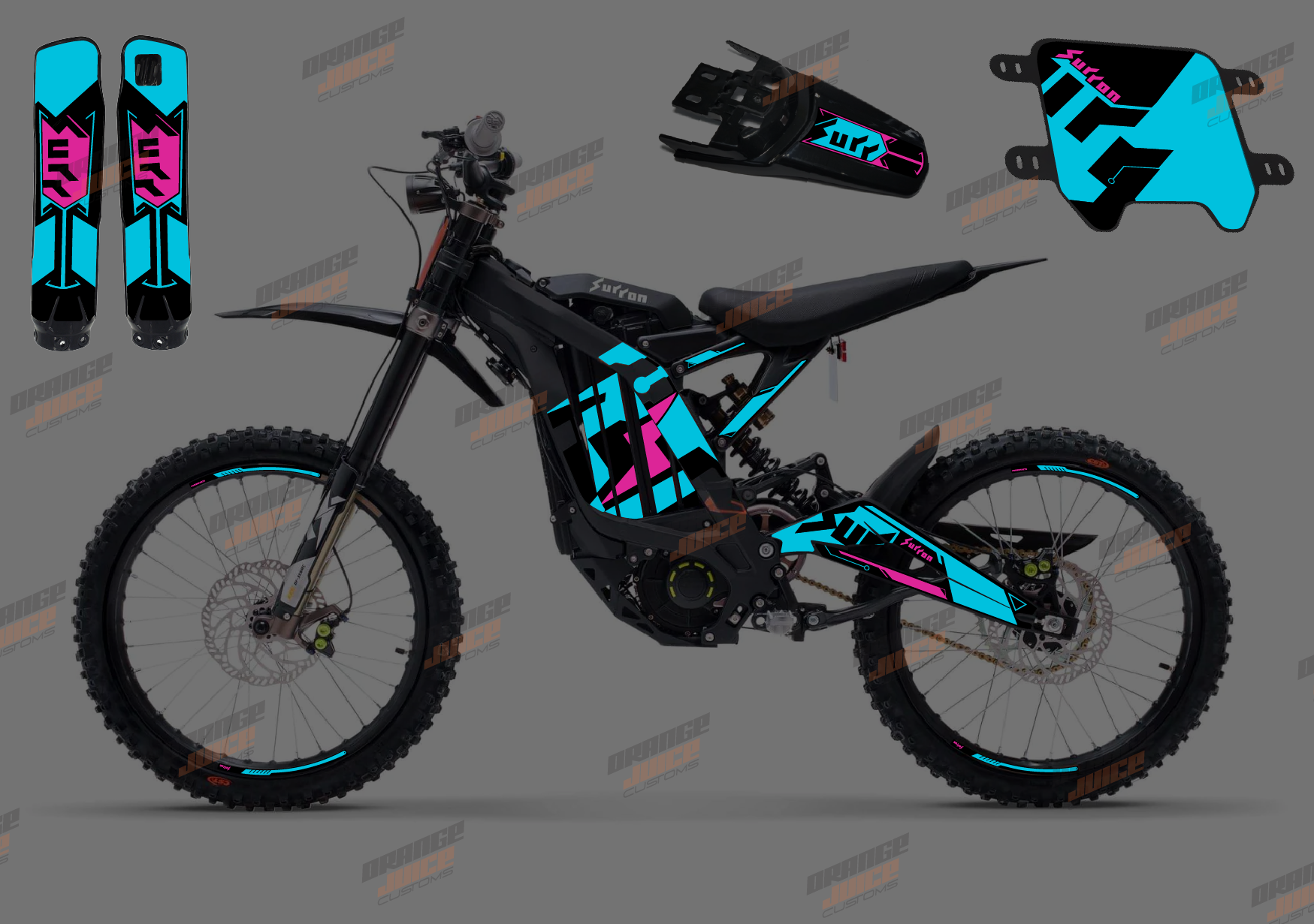 Extended Sur Ron OEM Graphics kit (Pink & Blue) – Orange Juice Customs