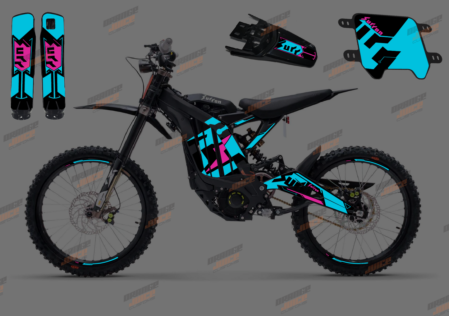 Extended Sur Ron OEM Graphics kit (Pink & Blue)