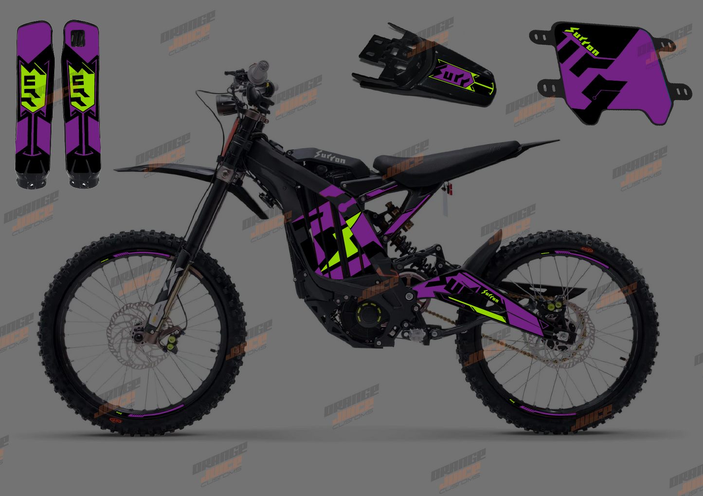 Extended Sur Ron OEM Graphics kit (Purple & Green)