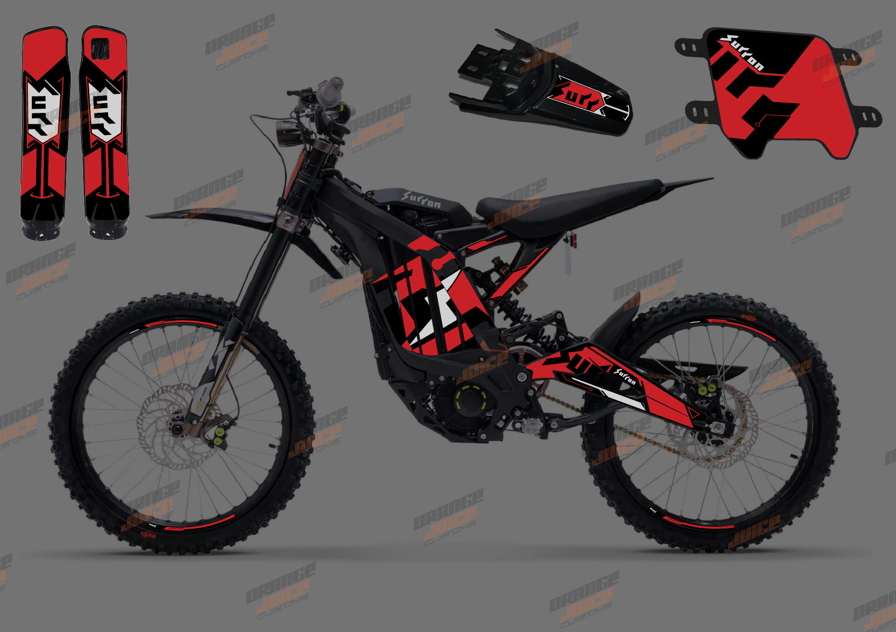 Surronster Rtr Red Extended Sur Ron OEM Graphics kit (Red) – Orange Juice Customs