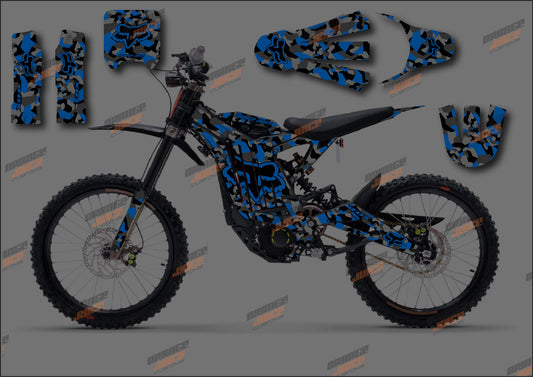 Sur Ron LBX - Fox Camo Graphics kit - Anodised Blue