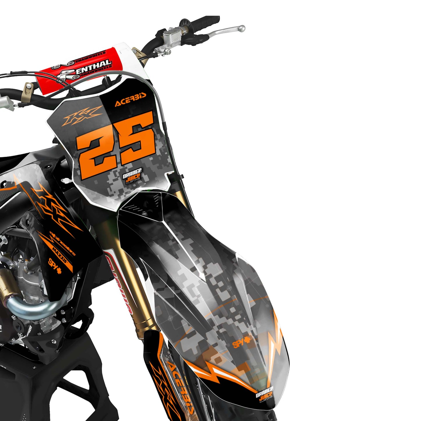 Kawasaki Glitch graphics kit - Orange - front