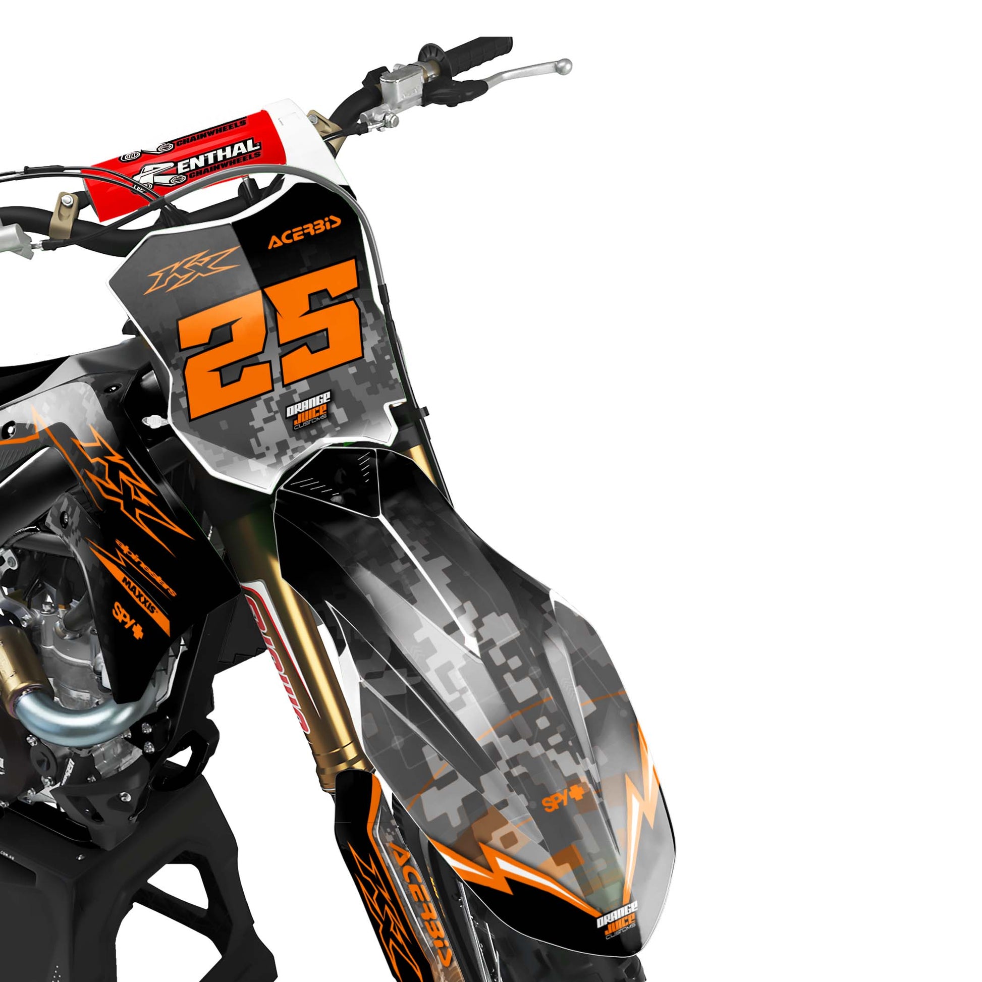 Kawasaki Glitch graphics kit - Orange - front