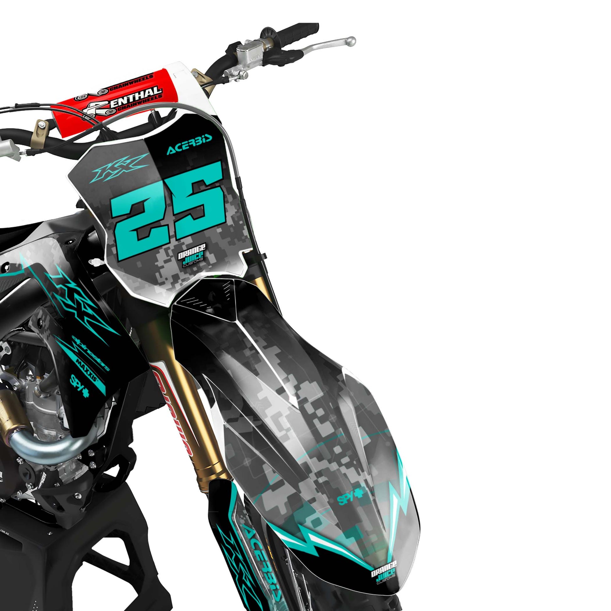 Kawasaki Glitch graphics kit - Teal - front