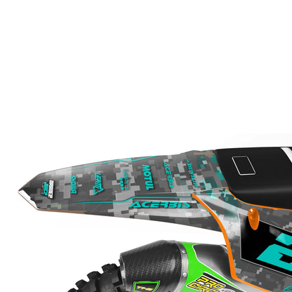 Kawasaki Glitch graphics kit - Teal - rear