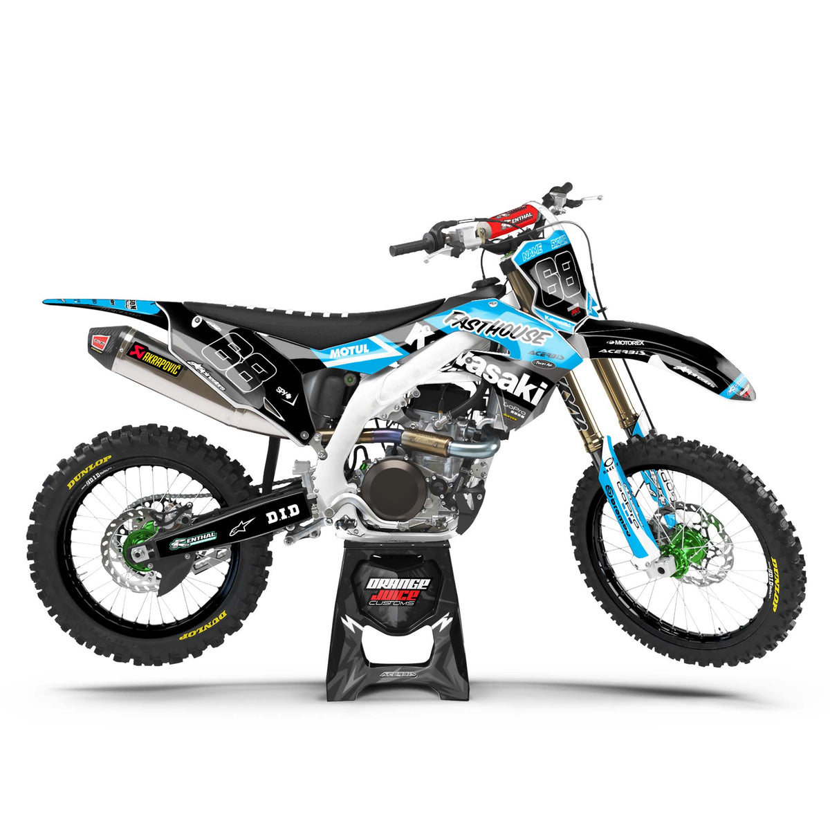 Kawasaki Ricky graphics kit - Cyan - side