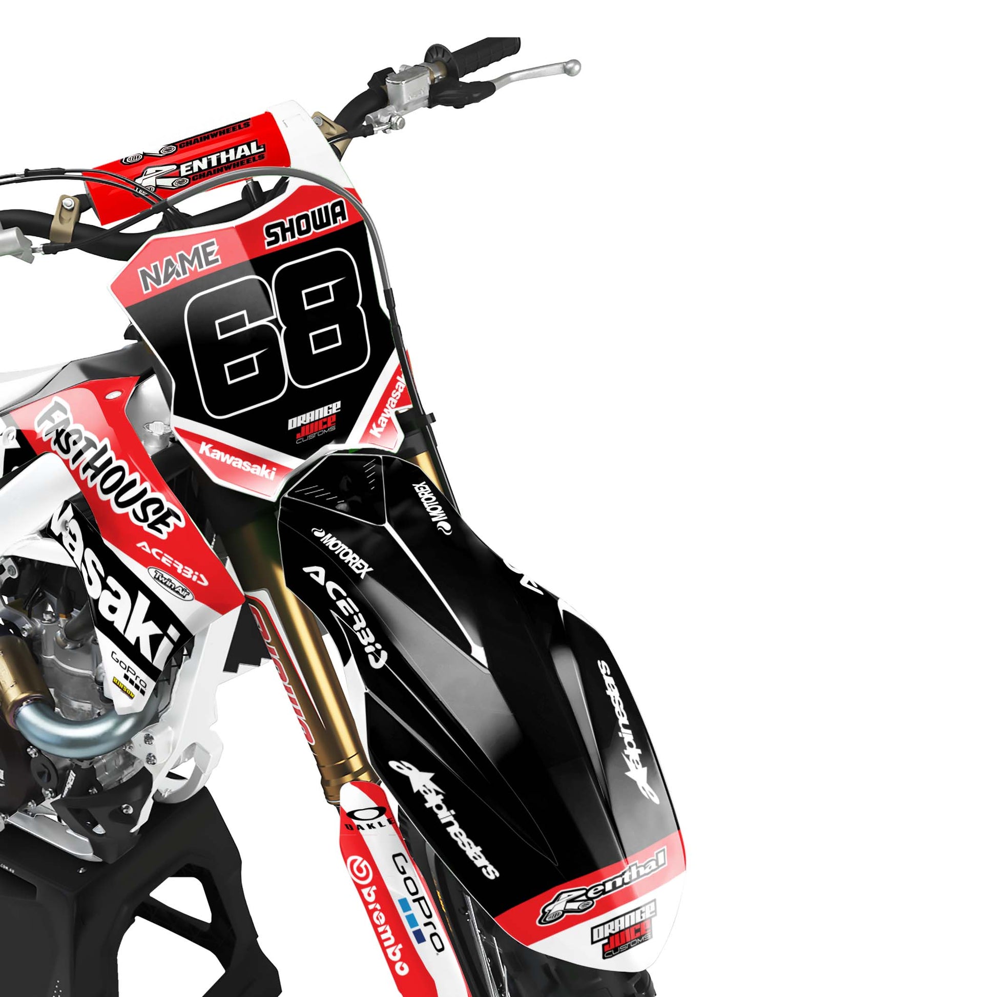 Kawasaki Ricky graphics kit - Red - front