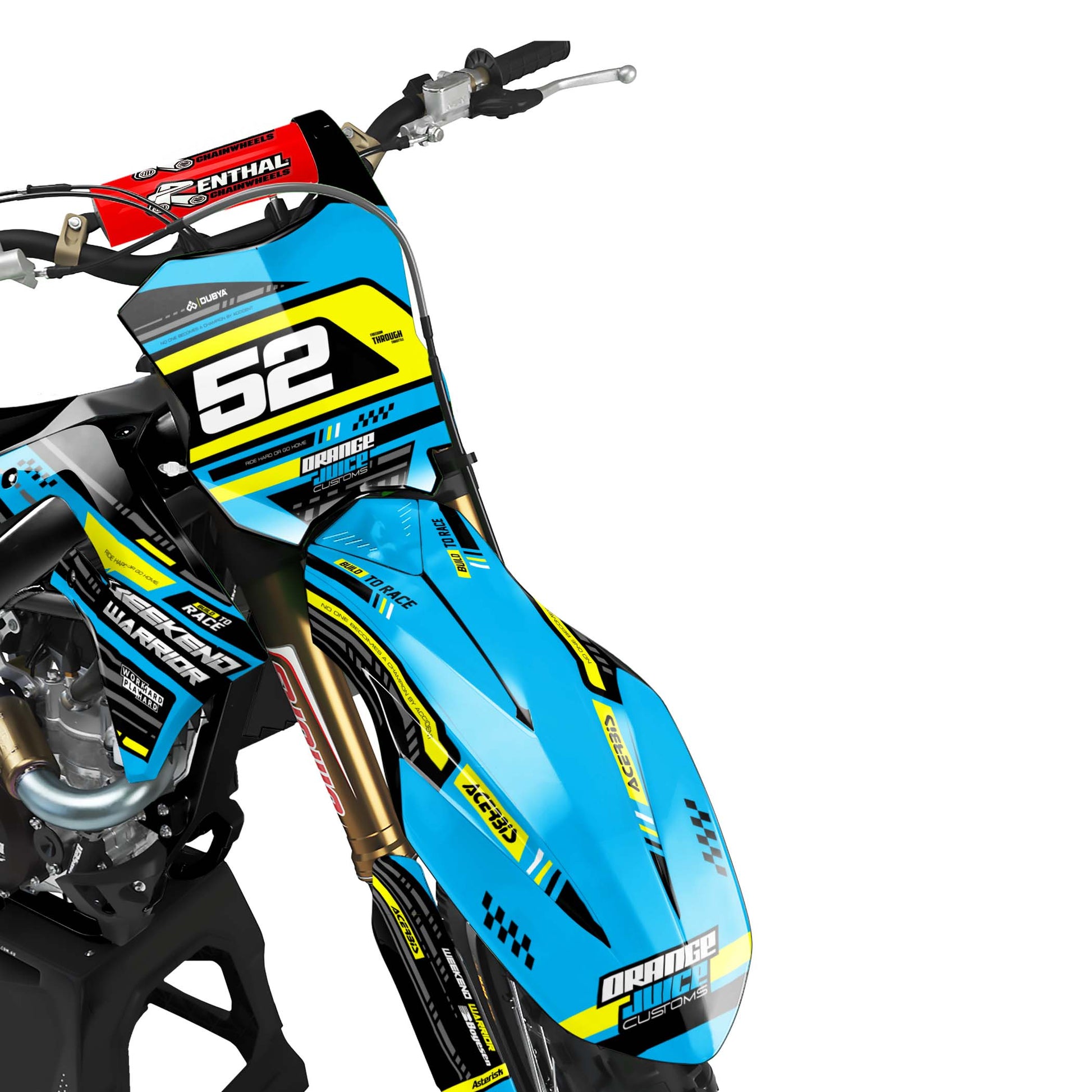 Kawasaki Warrior graphics kit - Cyan - front