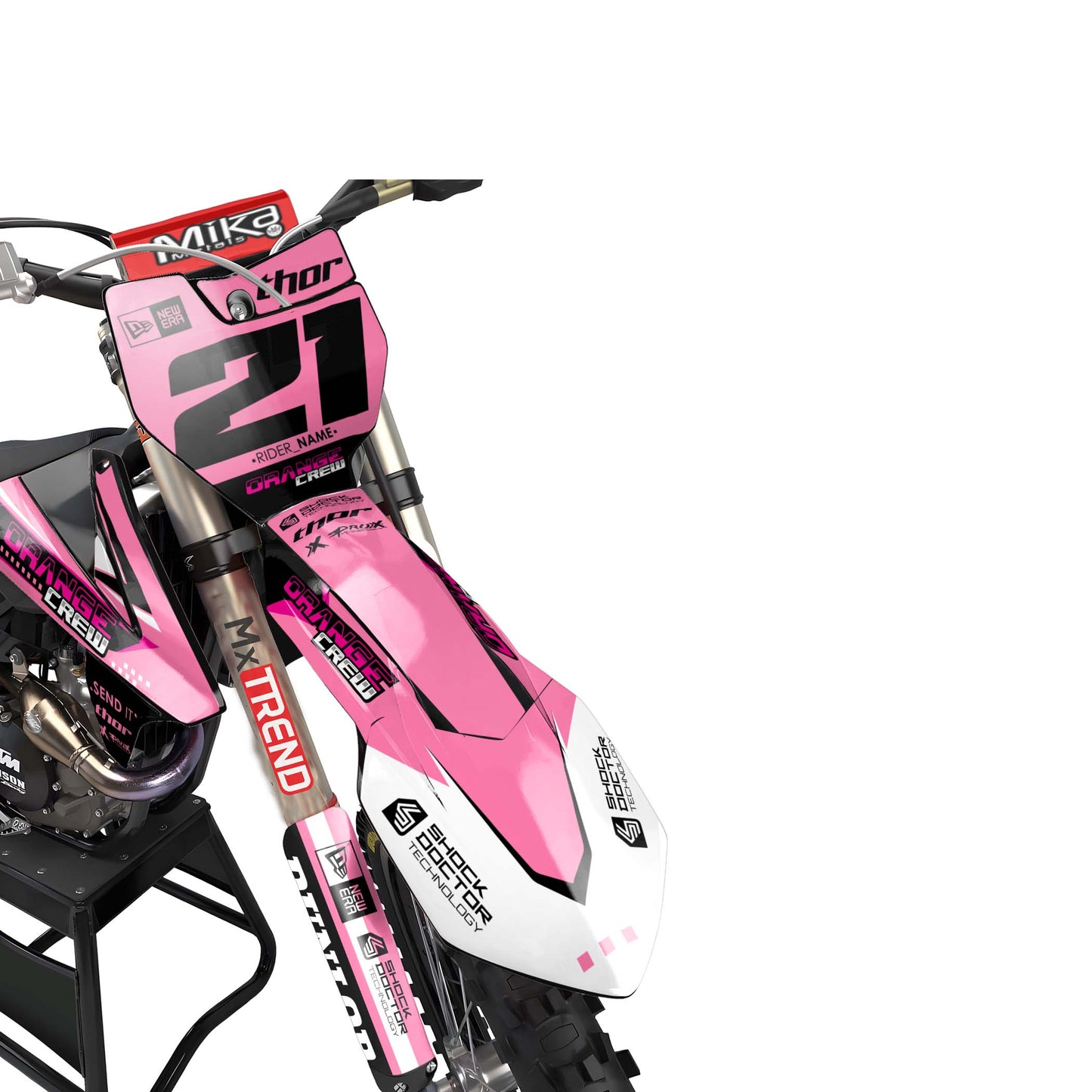 KTM Drago graphics kit - Pink - front MX