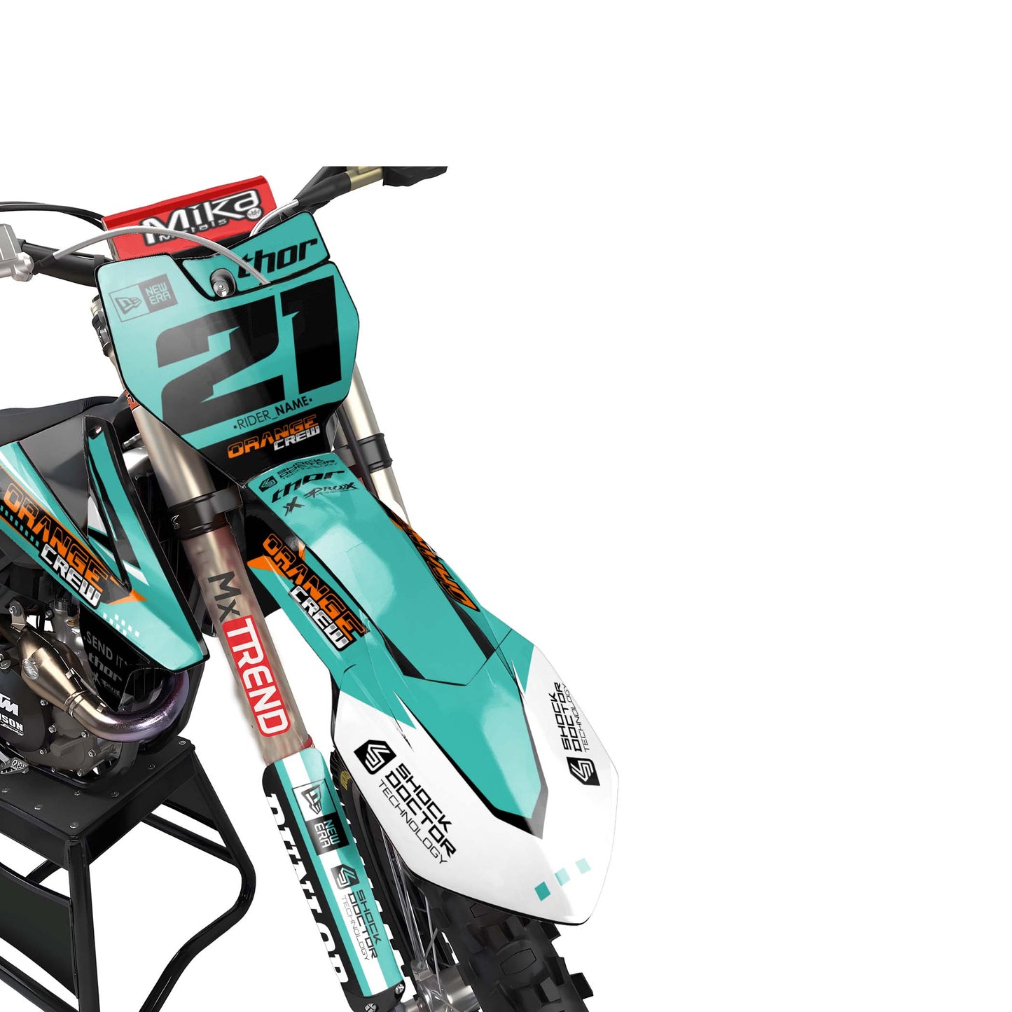 KTM Drago graphics kit - Turquoise - front MX