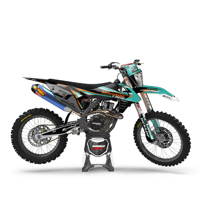 KTM Drago graphics kit - Turquoise - side headlight