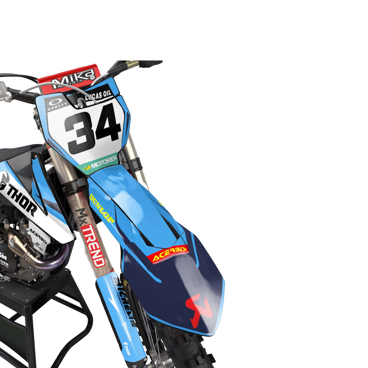 KTM Forger graphics kit - Blue - front MX