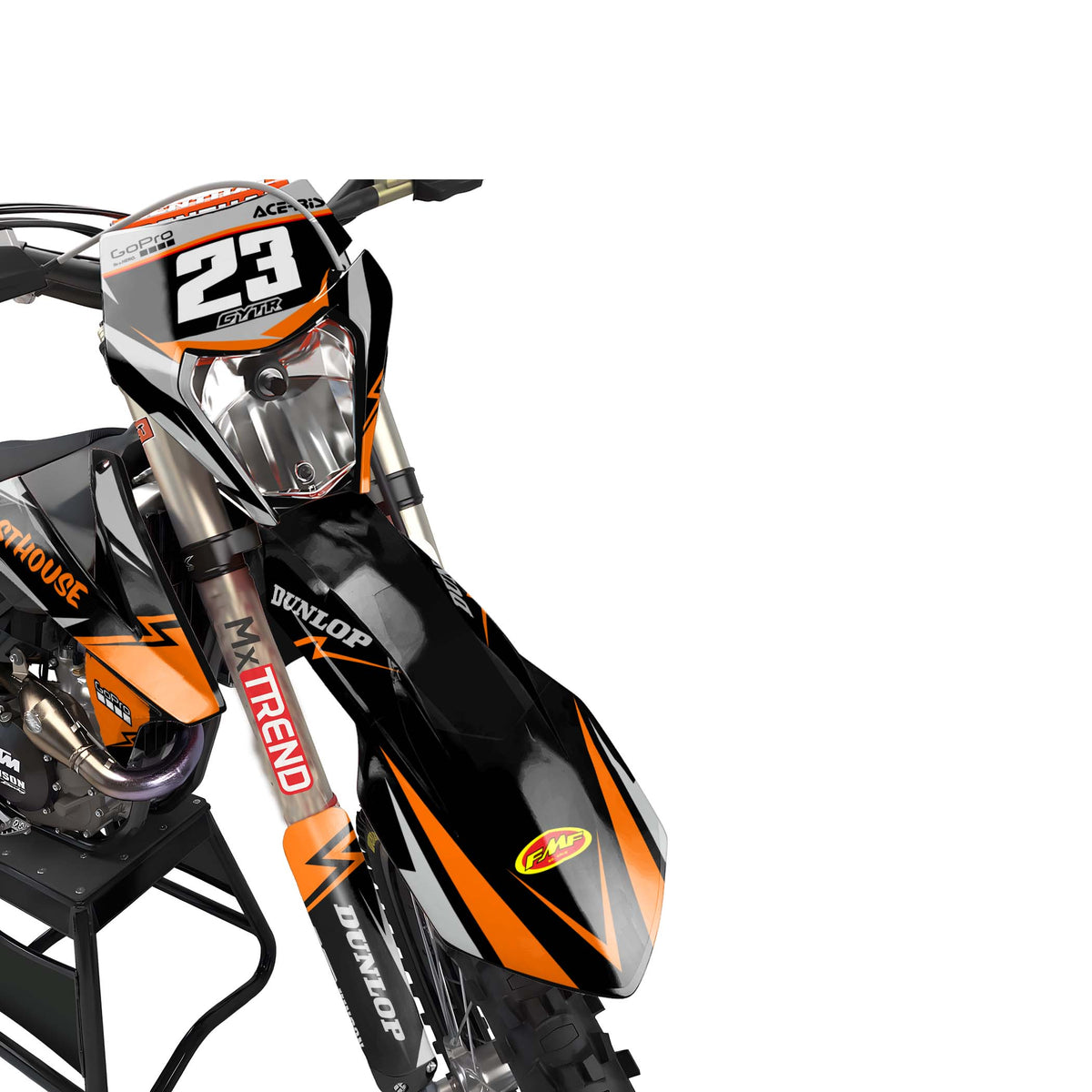 KTM Rock graphics kit - Orange - front headlight