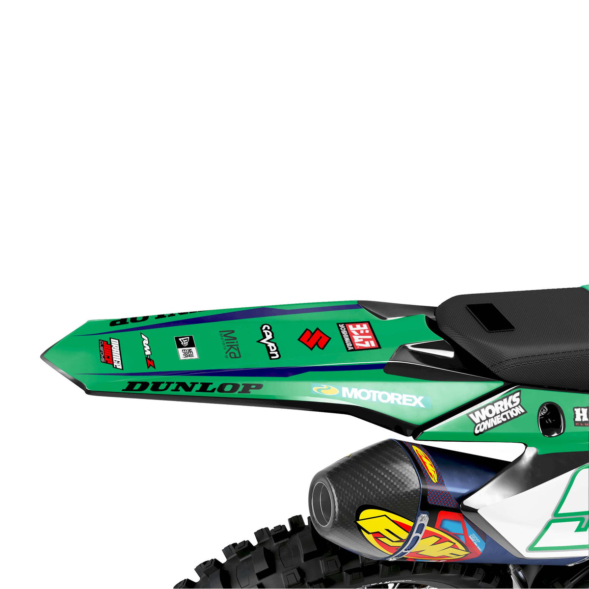 Suzuki Burnt graphics kit - Green - rear