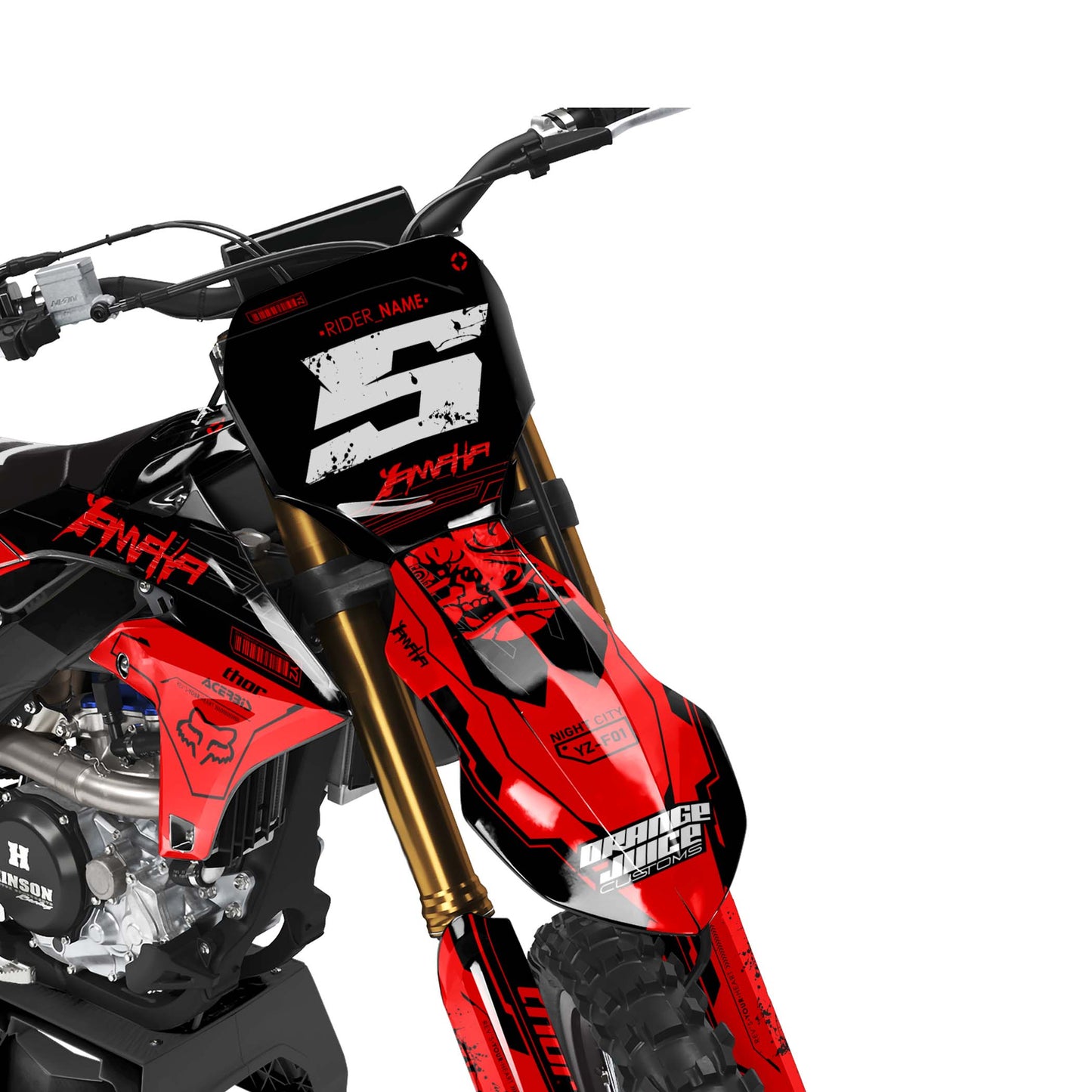 Yamaha Cracker graphics kit - Red - front