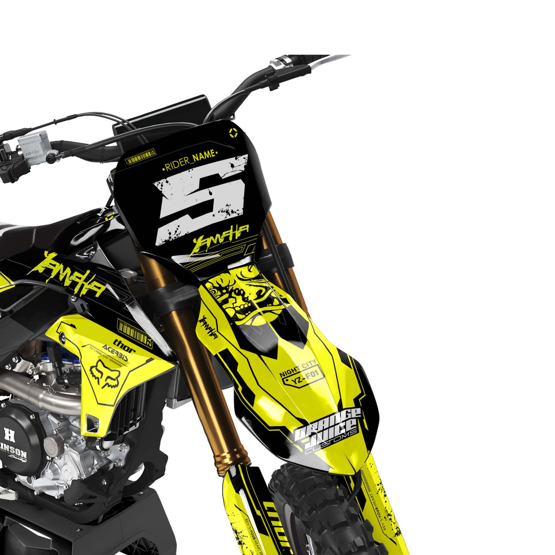 Yamaha Cracker graphics kit - Yellow - front
